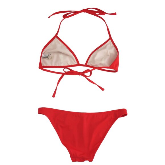 SOLID & STRIPED Red halter bikini top L bottom S - Picture 2 of 6
